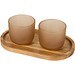 Male Set aus Holztablett und Glastassen, matt, oatmeal