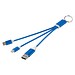 Metal 4-in-1 Ladekabel aus recyceltem Aluminium mit Schlüsselanhänger, royalblau