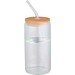 Mirage 500 ml einwandiges Glas aus Borosilikatglas mit Bambusdeckel, transparent