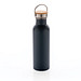 Moderne Stainless-Steel Flasche mit Bambusdeckel, blau