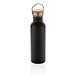 Moderne Stainless-Steel Flasche mit Bambusdeckel, schwarz
