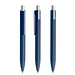 prodir® Druckkugelschreiber DS4 Soft Touch PRR Push, blaue Mine, dunkelblau/silber satiniert