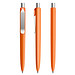 prodir® Druckkugelschreiber DS8 Soft Touch PSR Push, blaue Mine, orange/silber satiniert