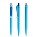 prodir® Druckkugelschreiber QS01 PMT Push, blaue Mine, cyanblau/silber poliert