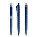 prodir® Druckkugelschreiber QS01 PMT Push, blaue Mine, dunkelblau/silber poliert