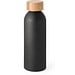 QUETA. Aluminiumflasche mit Bambusdeckel 550 ml, Schwarz