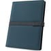 SANDERSON FOLDER. A4-Ordner aus PU (50% recycelt) mit Magnetverschluss und Notizblock mit linierten Seiten, Blau