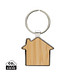 Schlüsselring Haus aus RCS rec. Zinklegierung mit Bambus, silber, braun