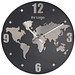 Wanduhr mit Weltkarte, grau