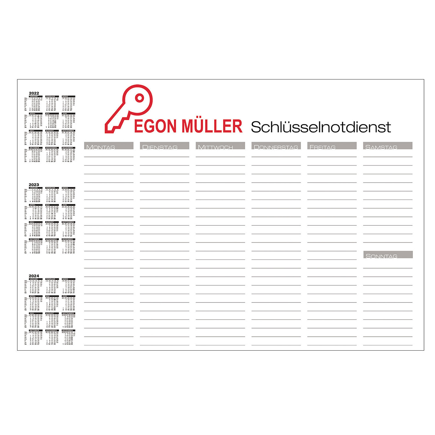 Schreibunterlage, 2-fbg. Druck, mit Kalender 2023-2025 und Wochentagen