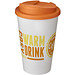 Americano® 350 ml Isolierbecher mit auslaufsicherem Schraubverschluss, weiß/orange