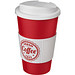 Americano® 350 ml Isolierbecher mit Schutzring & auslaufsicherem Schraubverschluss, rot/weiß