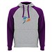 Badet zweifarbiger Kapuzenpullover für Kinder, heather grau / lila, 7/8