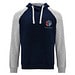 Badet zweifarbiger Kapuzenpullover Unisex, Navy Blue / heather grau, 2XL