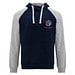 Badet zweifarbiger Kapuzenpullover Unisex, Navy Blue / heather grau, XS