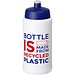 Baseline Recycelte Sportflasche, 500 ml, weiß/dunkelblau