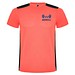 Detroit T-Shirt Unisex aus recyceltem Material, Fluor Coral / schwarz, 2XL