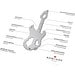 Geschenkartikel: ROMINOX® Key Tool Guitar / Gitarre (19 Funktionen) im Motiv-Mäppchen Werkzeug, silber