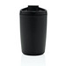 GRS recycelter PP-Becher mit Flip-Deckel, schwarz