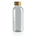GRS rPET Flasche mit Bambus-Deckel, transparent