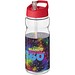 H2O Base Sportflasche mit Ausgussdeckel, 650 ml, transparent,rot
