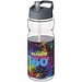 H2O Base Sportflasche mit Ausgussdeckel, 650 ml, transparent,Storm Grey