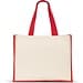 HELSINQUE COLOUR. Tasche aus Canvas (320 g/m²), mit Boden und Seiten aus farbig laminierter Jute (350 g/m²), Rot
