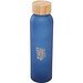 Lume 500 ml Flasche aus mattiertem Kalknatronglas mit Bambusdeckel, Ozeanblau