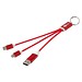 Metal 4-in-1 Ladekabel aus recyceltem Aluminium mit Schlüsselanhänger, rot