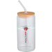 Mirage 500 ml einwandiges Glas aus Borosilikatglas mit Bambusdeckel, transparent