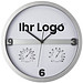 Wanduhr mit Hygro- und Thermometer, halbes Display bedruckbar, weiß