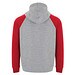Badet zweifarbiger Kapuzenpullover Unisex, heather grau / rot, 2XL