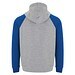 Badet zweifarbiger Kapuzenpullover Unisex, heather grau / royalblau, XS