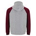 Badet zweifarbiger Kapuzenpullover Unisex, heather grau / Garnet, XS