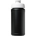 Baseline 500 ml recycelte Sportflasche mit Klappdeckel, schwarz/weiß