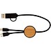 Chechia 30 cm 5-in-1 Kabel aus recyceltem Kunststoff für Datenübertragung und 27W Schnellladung mit Bambusdetails, schwarz