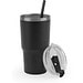 JOYNER M. Kompakter Reisebecher aus Edelstahl (91 % recycelt) mit vakuumisolierter Doppelwand und matter Oberfläche 600 ml, Schwarz