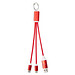 Metal 4-in-1 Ladekabel aus recyceltem Aluminium mit Schlüsselanhänger, rot