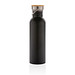 Moderne Stainless-Steel Flasche mit Bambusdeckel, schwarz