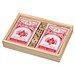 Spielkarten in Holzbox mit Würfel, beige