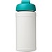 Baseline® Plus 500 ml Sportflasche mit Klappdeckel, weiß/aquablau