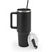 JOYNER XL. Grosser Reisebecher aus Edelstahl (91 % recycelt) mit vakuumisolierter Doppelwand und matter Oberfläche 1300 ml, Schwarz