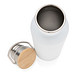 Moderne Stainless-Steel Flasche mit Bambusdeckel, weiß