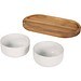Noa Set aus Holztablett und Keramik- Servierschalen, weiss