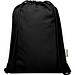 Peru Blend 180 g/m² Sportbeutel aus GRS recycelter Baumwolle 5L, schwarz