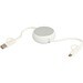 Alasia 100 cm 5-in-1 Kabel aus recyceltem Kunststoff und Aluminium, einziehbar, für Datenübertragung und mit 45W Schnellladung, silber