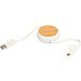 Chechia 100cm 5-in-1 Kabel aus recyceltem Kunststoff, einziehbar, für Datenübertragung und 45W Schnellladung mit Bambusdetails, weiss
