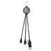 Tecta  6-in-1 Ladekabel mit Schlüsselring aus recyceltem Kunststoff und Bambus, schwarz