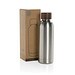 Wood Vakuumflasche aus RCS recyceltem Stainless-Steel, silber