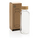 GRS rPET Flasche mit Bambus-Deckel, transparent